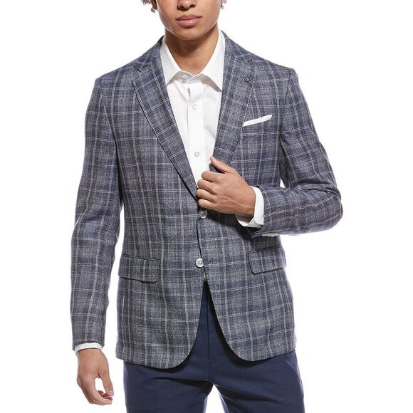 Hugo Boss MensHutson Wool & Linen-Blend Blazer Blue